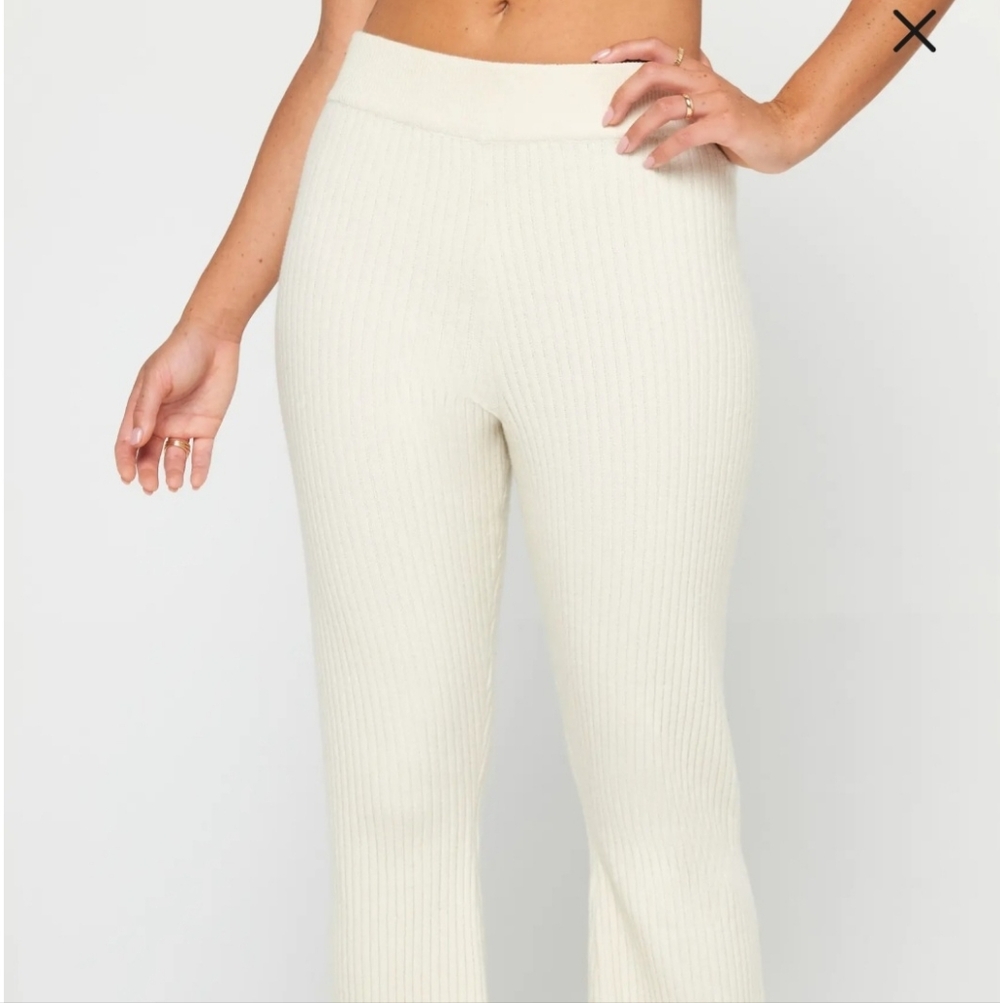 NWT Spiritual Gangster Flare Wool Blend Knit Pants in Birch